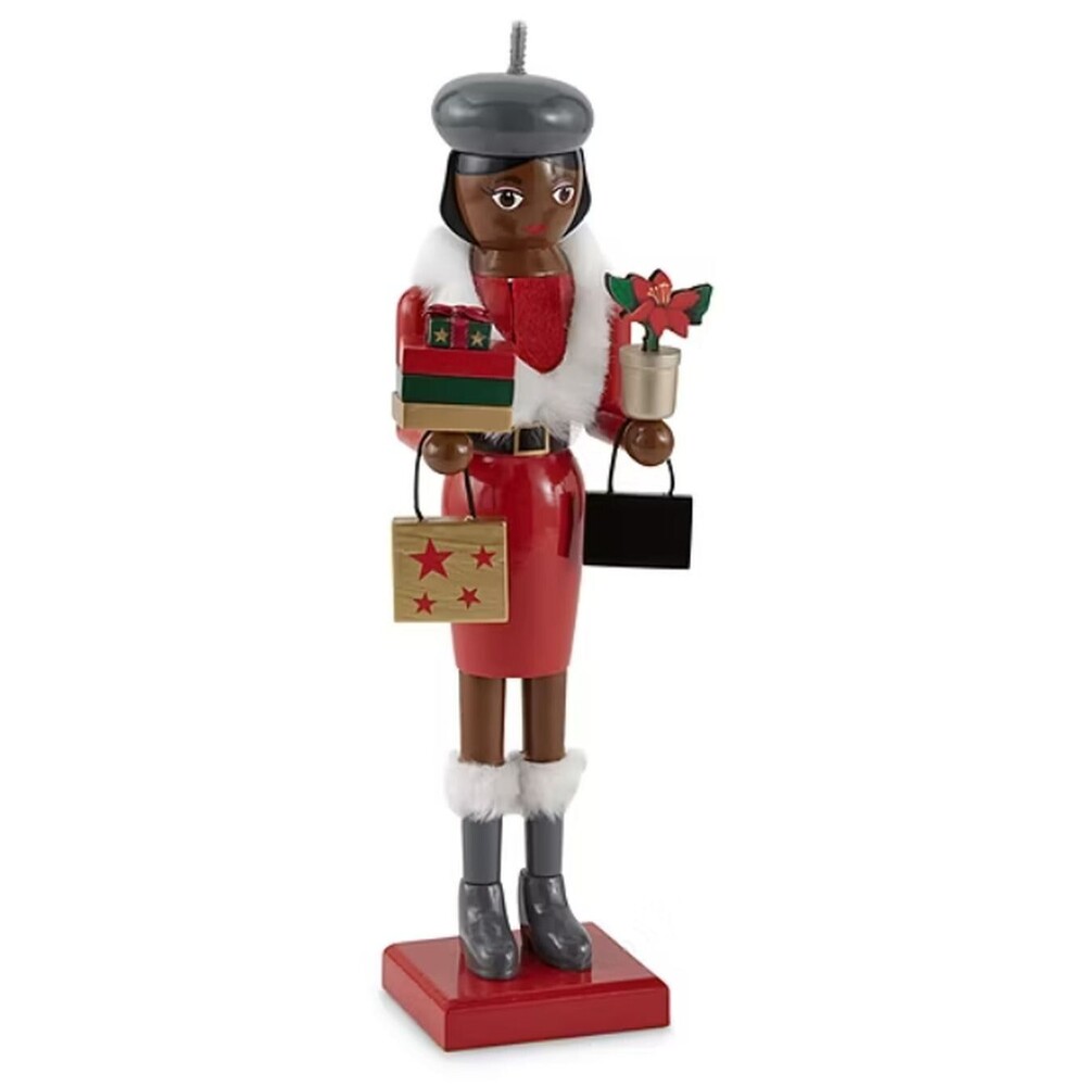 Wooden Christmas Nutcracker,14",AFRICAN AMERICAN SHOPPER GIRL/WOMAN 624, NP